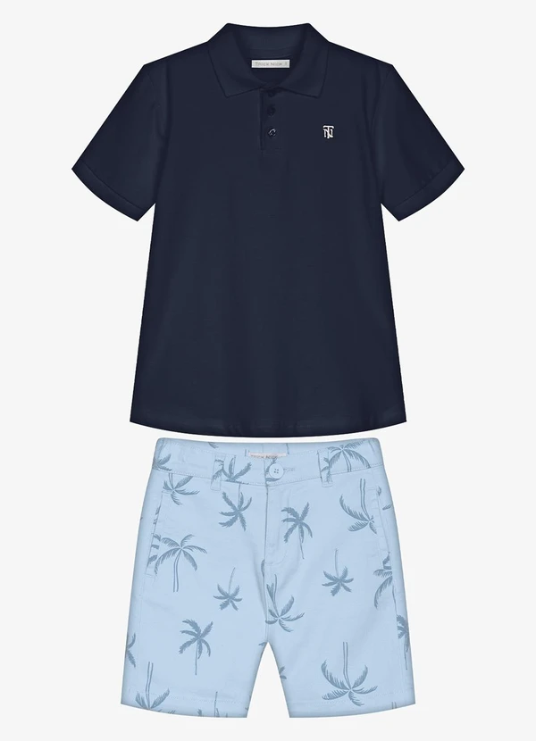 Trick Nick - Conjunto Infantil Polo com Bermuda Azul