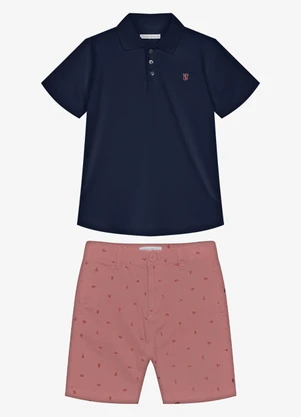 Trick Nick - Conjunto Infantil Polo com Bermuda Azul - TRICK NICK