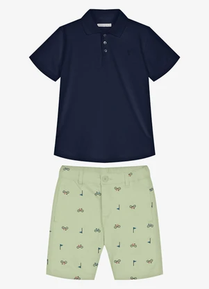 Trick Nick - Conjunto Infantil Polo com Bermuda Azul - TRICK NICK