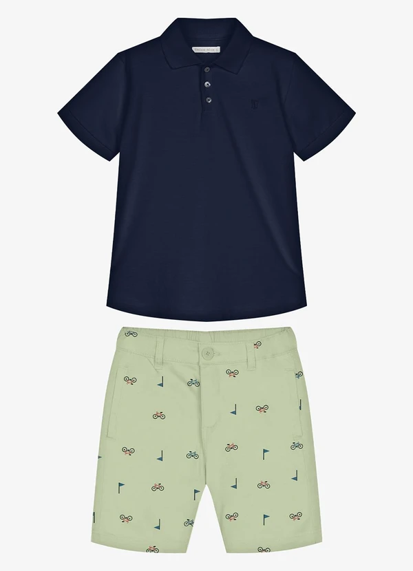 Trick Nick - Conjunto Infantil Polo com Bermuda Azul