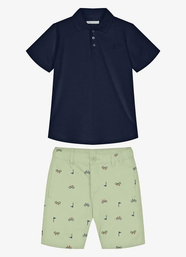 Trick Nick - Conjunto Infantil Polo com Bermuda Azul