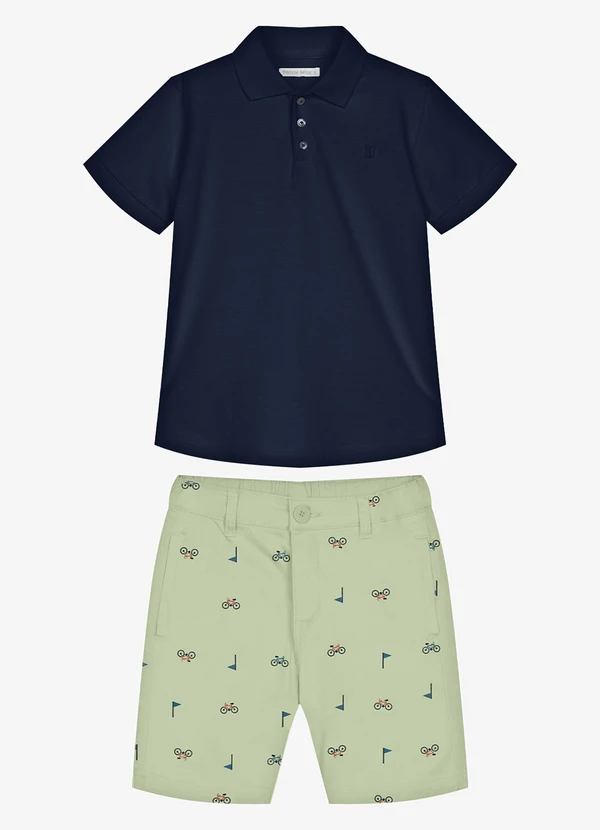 Trick Nick - Conjunto Infantil Polo com Bermuda Azul