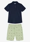 Trick Nick - Conjunto Infantil Polo com Bermuda Bege - variação: Azul