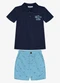 Trick Nick - Conjunto Infantil Polo com Bermuda Branco - variação: Azul