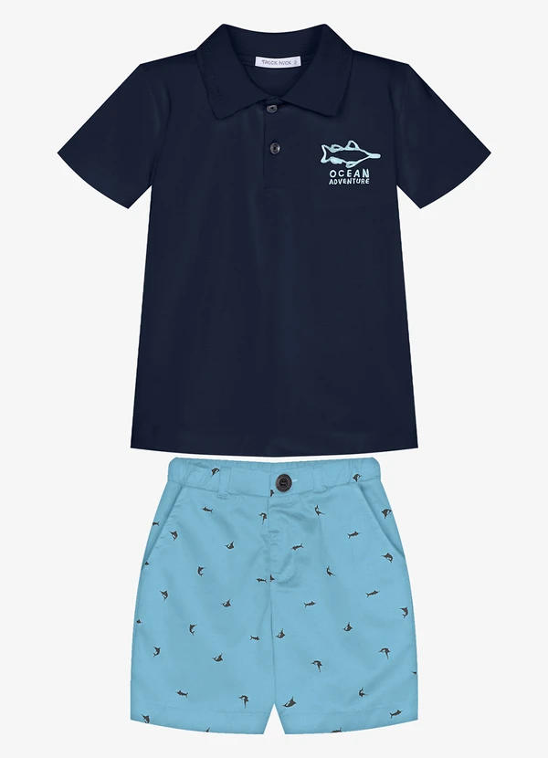 Trick Nick - Conjunto Infantil Polo com Bermuda Azul