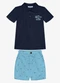 Trick Nick - Conjunto Infantil Polo com Bermuda Bege - variação: Azul