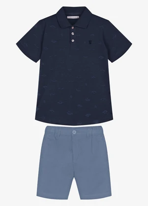 Trick Nick - Conjunto Infantil Polo com Bermuda Azul - TRICK NICK