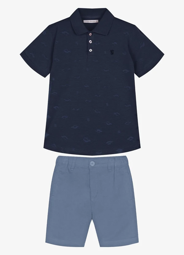 Trick Nick - Conjunto Infantil Polo com Bermuda Azul