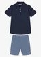 Trick Nick - Conjunto Infantil Polo com Bermuda Marrom - variação: Azul