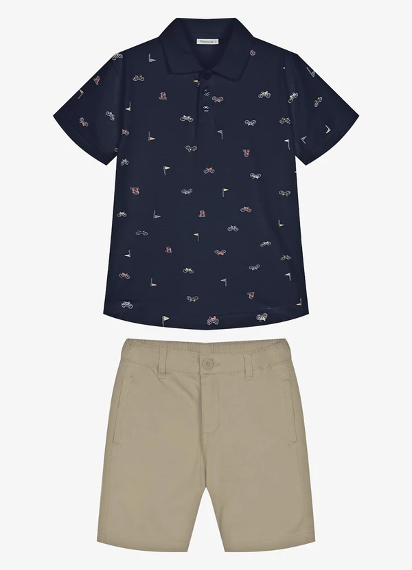 Trick Nick - Conjunto Infantil Polo com Bermuda Azul