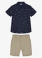 Trick Nick - Conjunto Infantil Polo com Bermuda Bege - variação: Azul