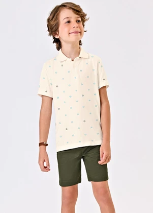 Trick Nick - Conjunto Infantil Polo com Bermuda Bege - TRICK NICK