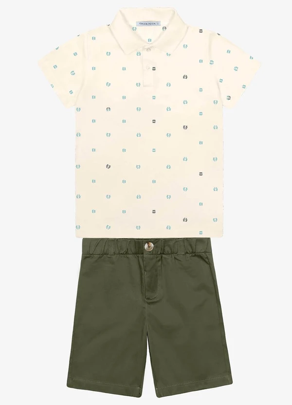 Trick Nick - Conjunto Infantil Polo com Bermuda Bege 6