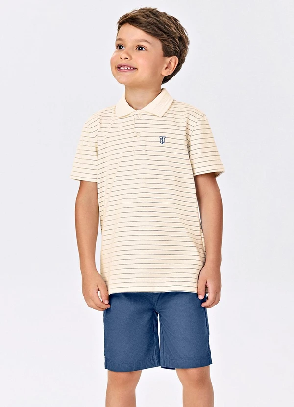 Trick Nick - Conjunto Infantil Polo com Bermuda Bege