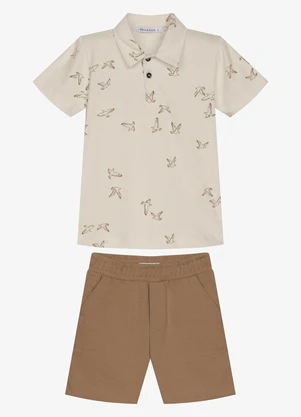 Trick Nick - Conjunto Infantil Polo com Bermuda Bege - TRICK NICK