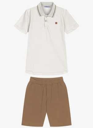 Trick Nick - Conjunto Infantil Polo com Bermuda Bege - TRICK NICK