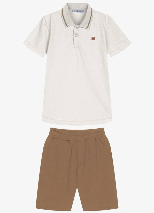 Trick Nick - Conjunto Infantil Polo com Bermuda Bege