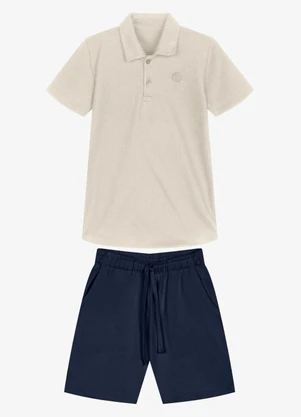 Trick Nick - Conjunto Infantil Polo com Bermuda Bege - TRICK NICK