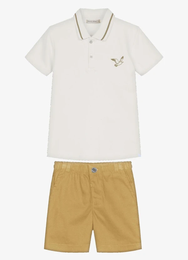 Trick Nick - Conjunto Infantil Polo com Bermuda Bege