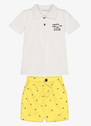 Trick Nick - Conjunto Infantil Polo com Bermuda Bege - TRICK NICK