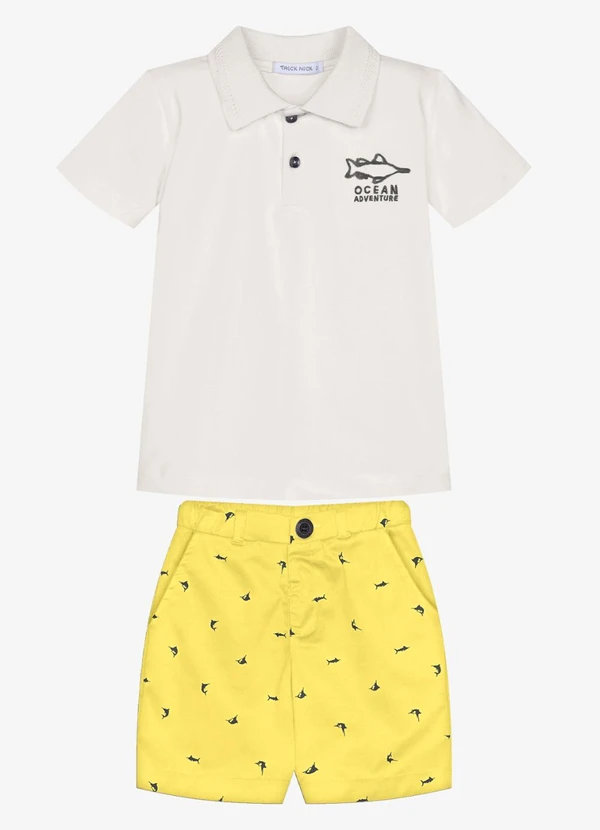 Trick Nick - Conjunto Infantil Polo com Bermuda Bege