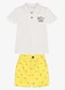 Trick Nick - Conjunto Infantil Polo com Bermuda Branco - variação: Bege