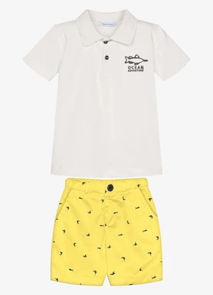 Trick Nick - Conjunto Infantil Polo com Bermuda Bege - TRICK NICK
