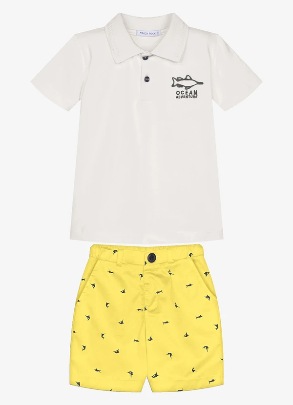 Trick Nick - Conjunto Infantil Polo com Bermuda Bege