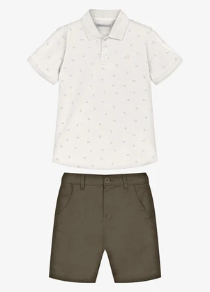 Trick Nick - Conjunto Infantil Polo com Bermuda Bege - TRICK NICK