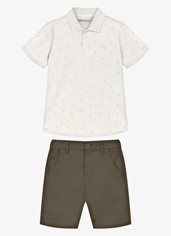 Trick Nick - Conjunto Infantil Polo com Bermuda Bege