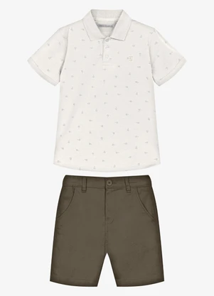 Trick Nick - Conjunto Infantil Polo com Bermuda Bege - TRICK NICK