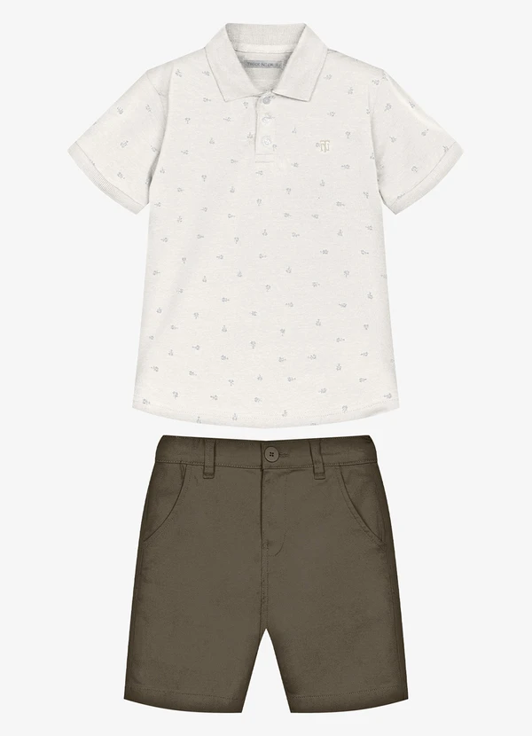 Trick Nick - Conjunto Infantil Polo com Bermuda Bege