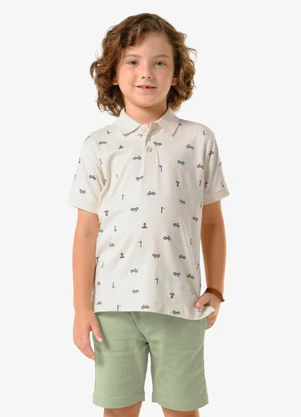 Trick Nick - Conjunto Infantil Polo com Bermuda Bege - TRICK NICK