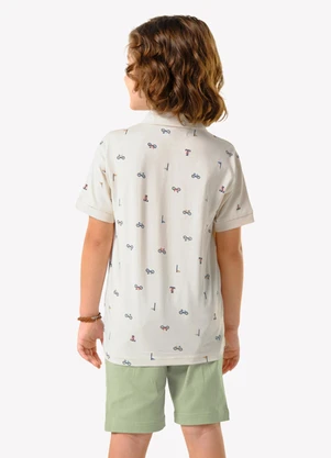 Trick Nick - Conjunto Infantil Polo com Bermuda Bege - TRICK NICK