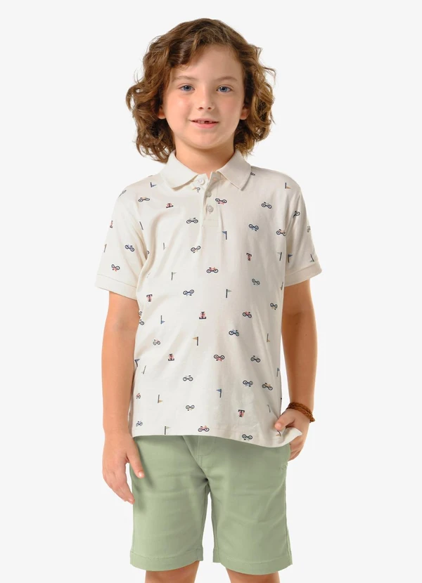 Trick Nick - Conjunto Infantil Polo com Bermuda Bege