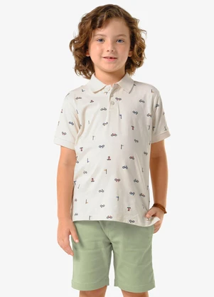 Trick Nick - Conjunto Infantil Polo com Bermuda Bege - TRICK NICK