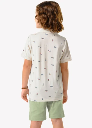 Trick Nick - Conjunto Infantil Polo com Bermuda Bege - TRICK NICK