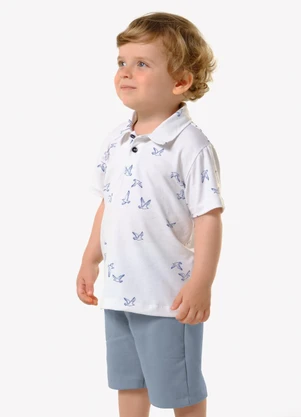 Trick Nick - Conjunto Infantil Polo com Bermuda Branco - TRICK NICK
