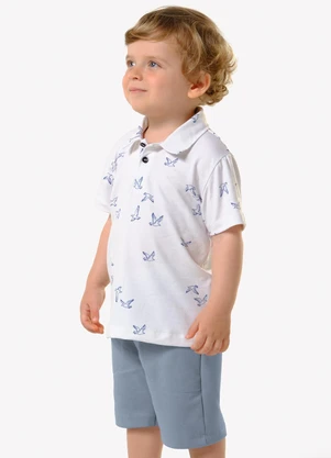 Trick Nick - Conjunto Infantil Polo com Bermuda Branco - TRICK NICK