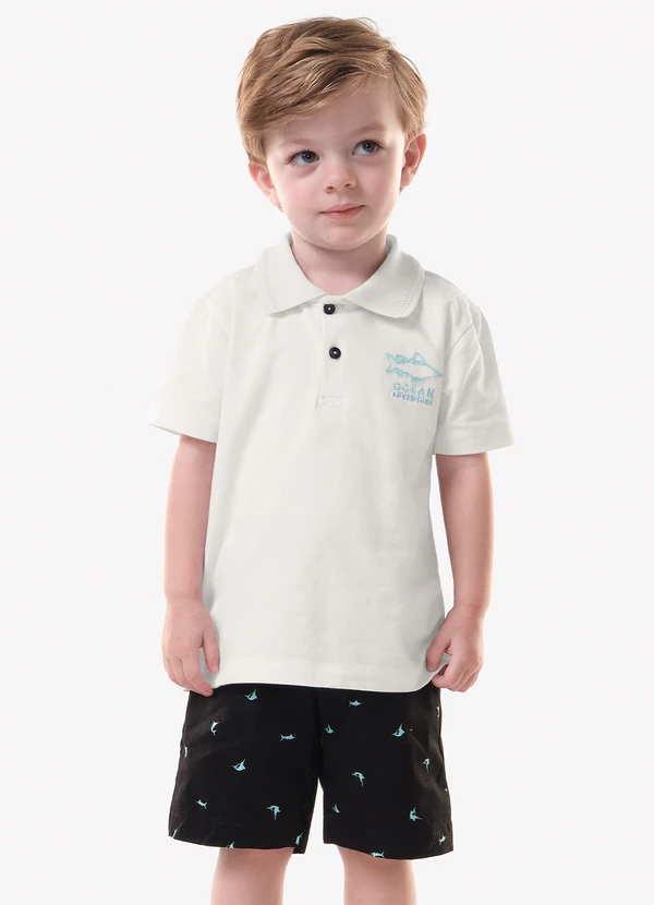 Trick Nick - Conjunto Infantil Polo com Bermuda Branco