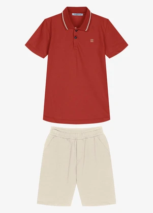 Trick Nick - Conjunto Infantil Polo com Bermuda Laranja - TRICK NICK
