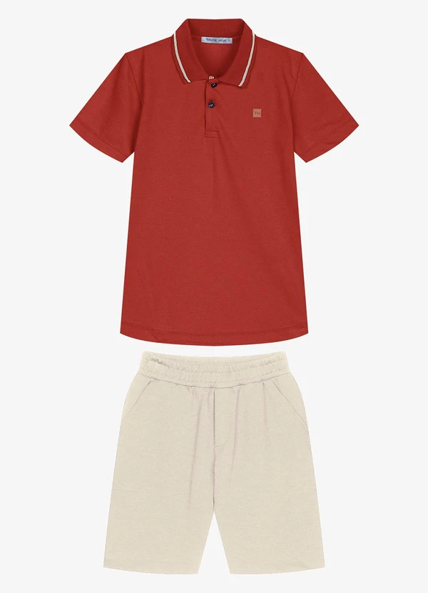 Trick Nick - Conjunto Infantil Polo com Bermuda Laranja