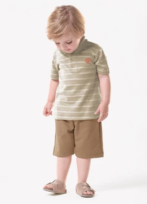 Trick Nick - Conjunto Infantil Polo com Bermuda Marrom - TRICK NICK
