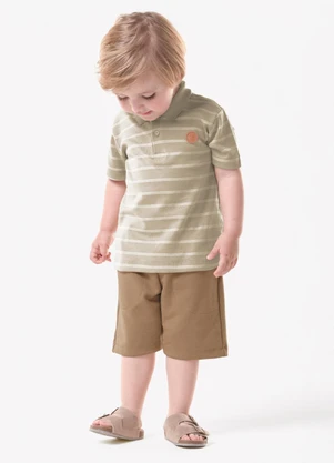 Trick Nick - Conjunto Infantil Polo com Bermuda Marrom - TRICK NICK
