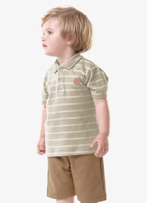 Trick Nick - Conjunto Infantil Polo com Bermuda Marrom - TRICK NICK