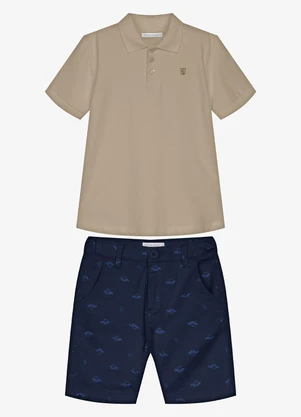 Trick Nick - Conjunto Infantil Polo com Bermuda Marrom - TRICK NICK