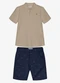 Trick Nick - Conjunto Infantil Polo com Bermuda Azul - variação: Marrom