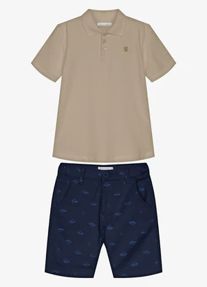 Trick Nick - Conjunto Infantil Polo com Bermuda Marrom - TRICK NICK