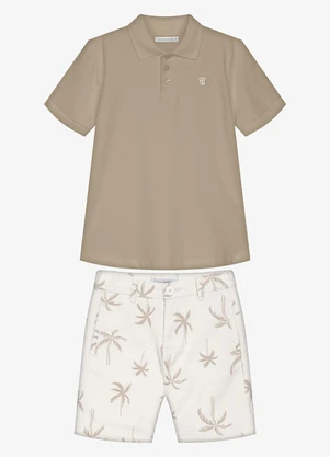 Trick Nick - Conjunto Infantil Polo com Bermuda Marrom - TRICK NICK