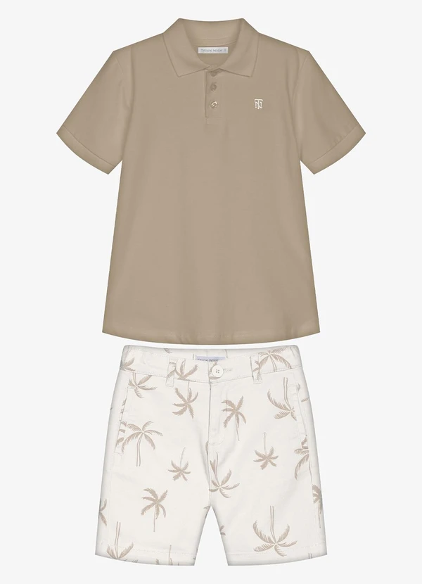 Trick Nick - Conjunto Infantil Polo com Bermuda Marrom